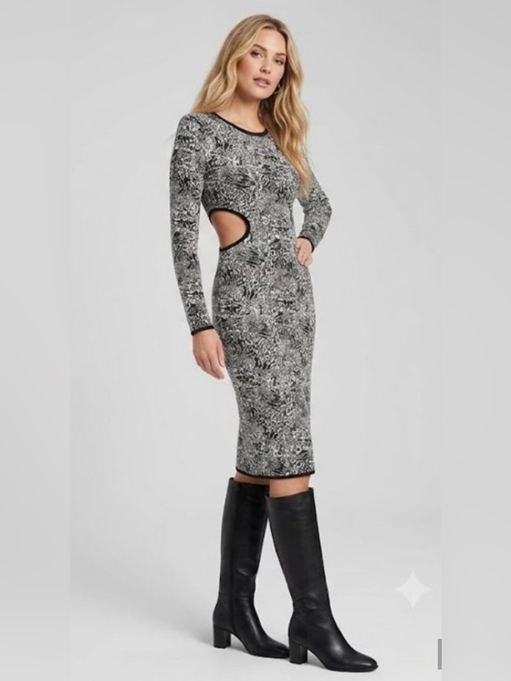 Sergio Hudson x Target Long Sleeve Cutout Bodycon Dress in Black and White
